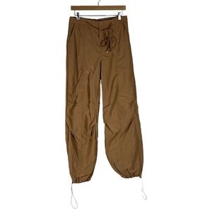 Mimosa MB5043 Solid Parachute Pants Tan Gorpcore Adjustable Bungee Hem Size S